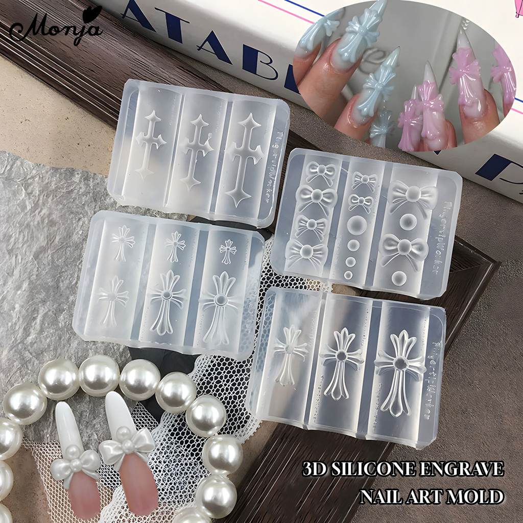 Nail Art Gothic - Silikon-Kreuz-Nagelkunstformen 3D-Blumen-Nagelcharme-Formen Transparentes Design im Gothic-Stil