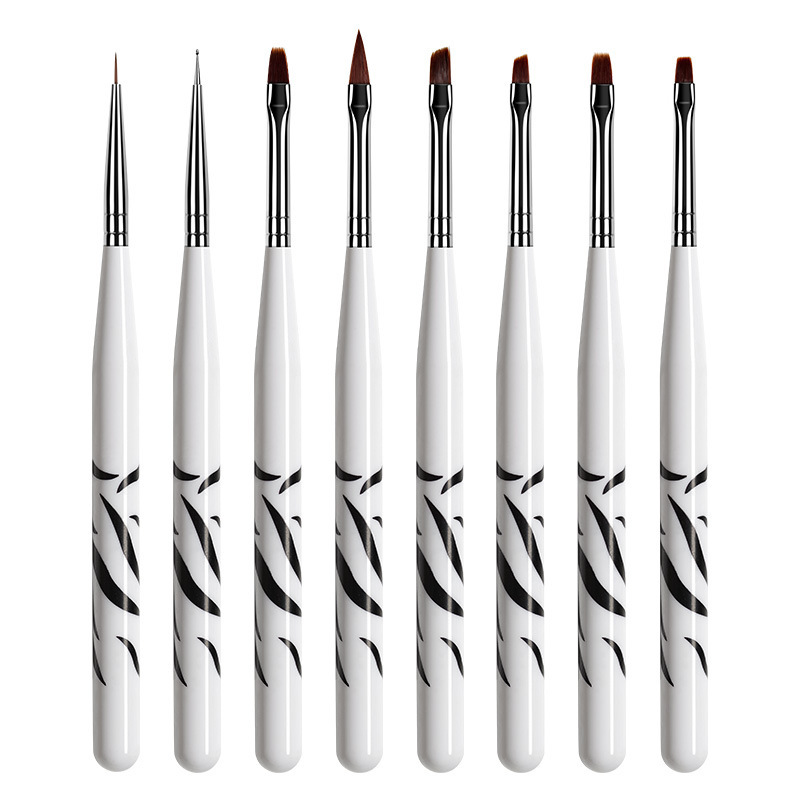 Nail Art Zebra Design - 8-teiliges Nail-Art-Pinsel-Set mit Zebramuster, Nylonhaar-Liner-Malpinsel für