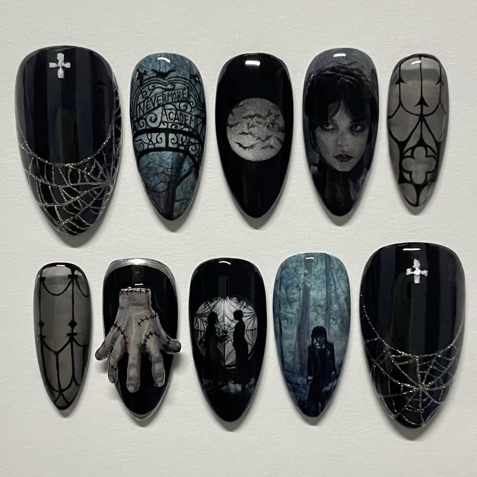 Nail Art Gothic - 24 Stück Dunkle Gothic Punk Künstliche