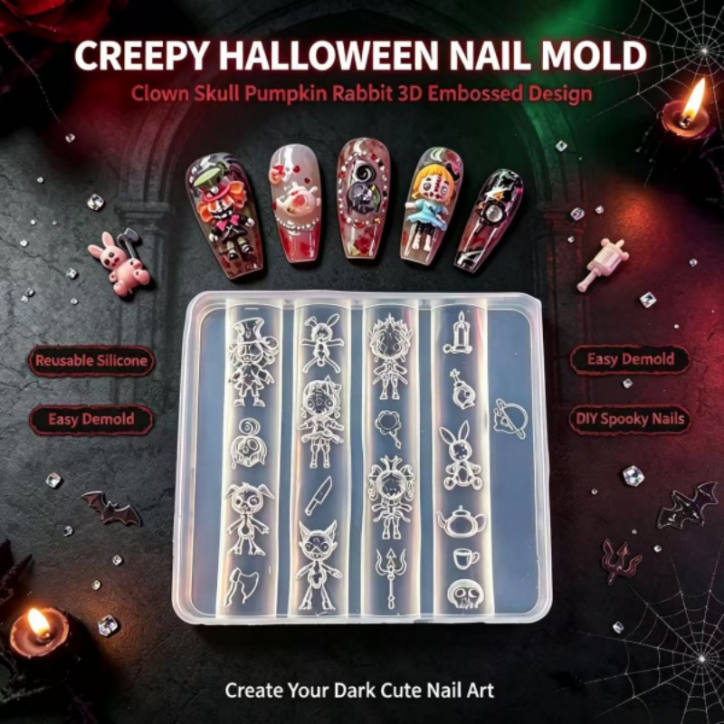 Nail Art Gothic - Dunkle Fantasy Halloween Nagelkunst-Form Silikon 3D