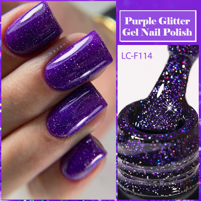 Nail Art Violet - LILYCUTE Lila Glitzer Pailletten Gel Nagellack