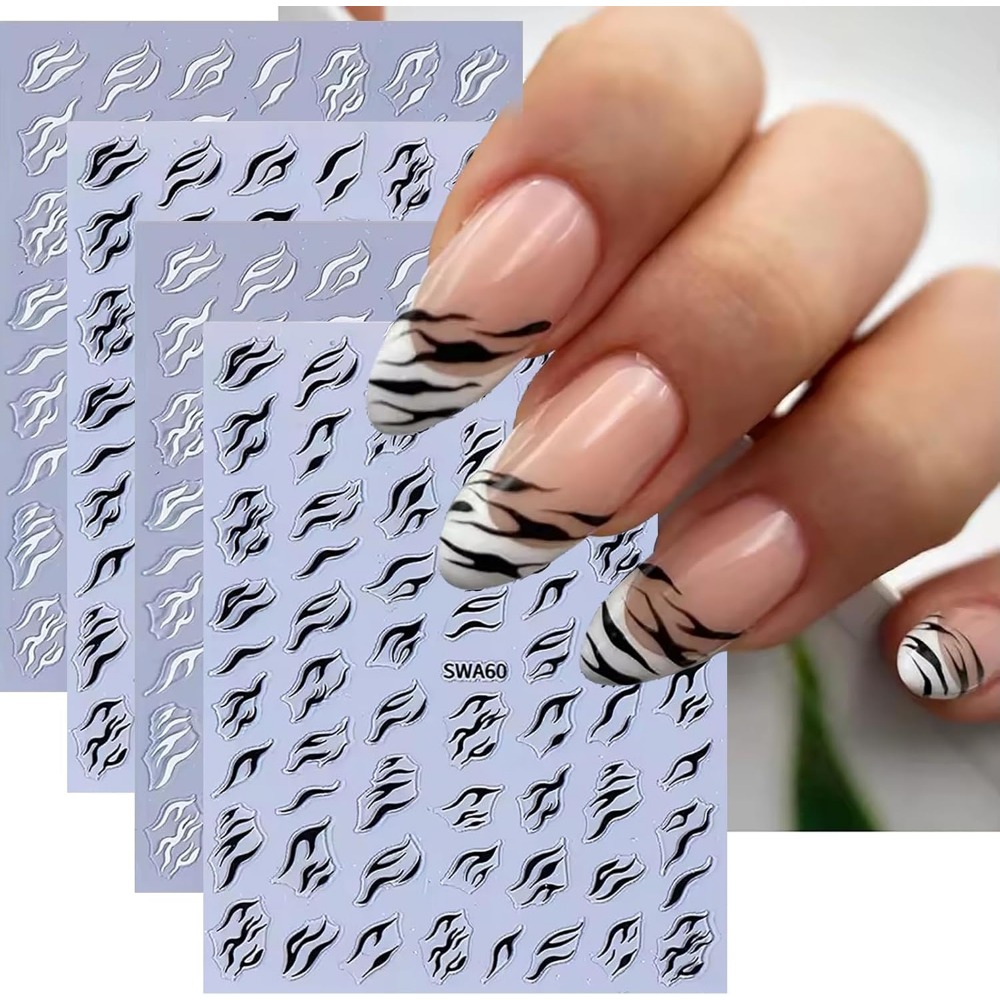 Nail Art Zebra Design - 3D Zebra-Print Nagelaufkleber, Selbstklebende 3D Nagelkunst-Sticker,