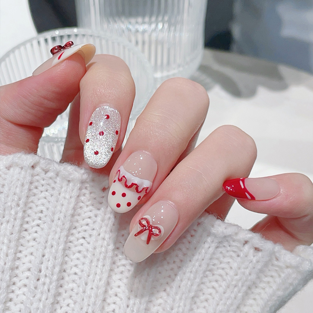10 Stück kurze ovale handgemac – Nail Art Red Bewertung und Preis