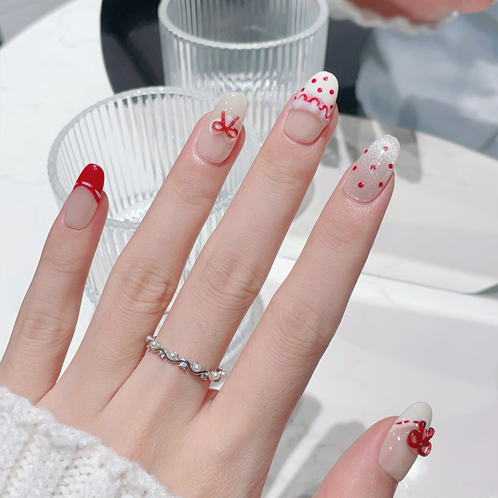 10 Stück kurze ovale handgemac – Nail Art Red Bewertung und Preis