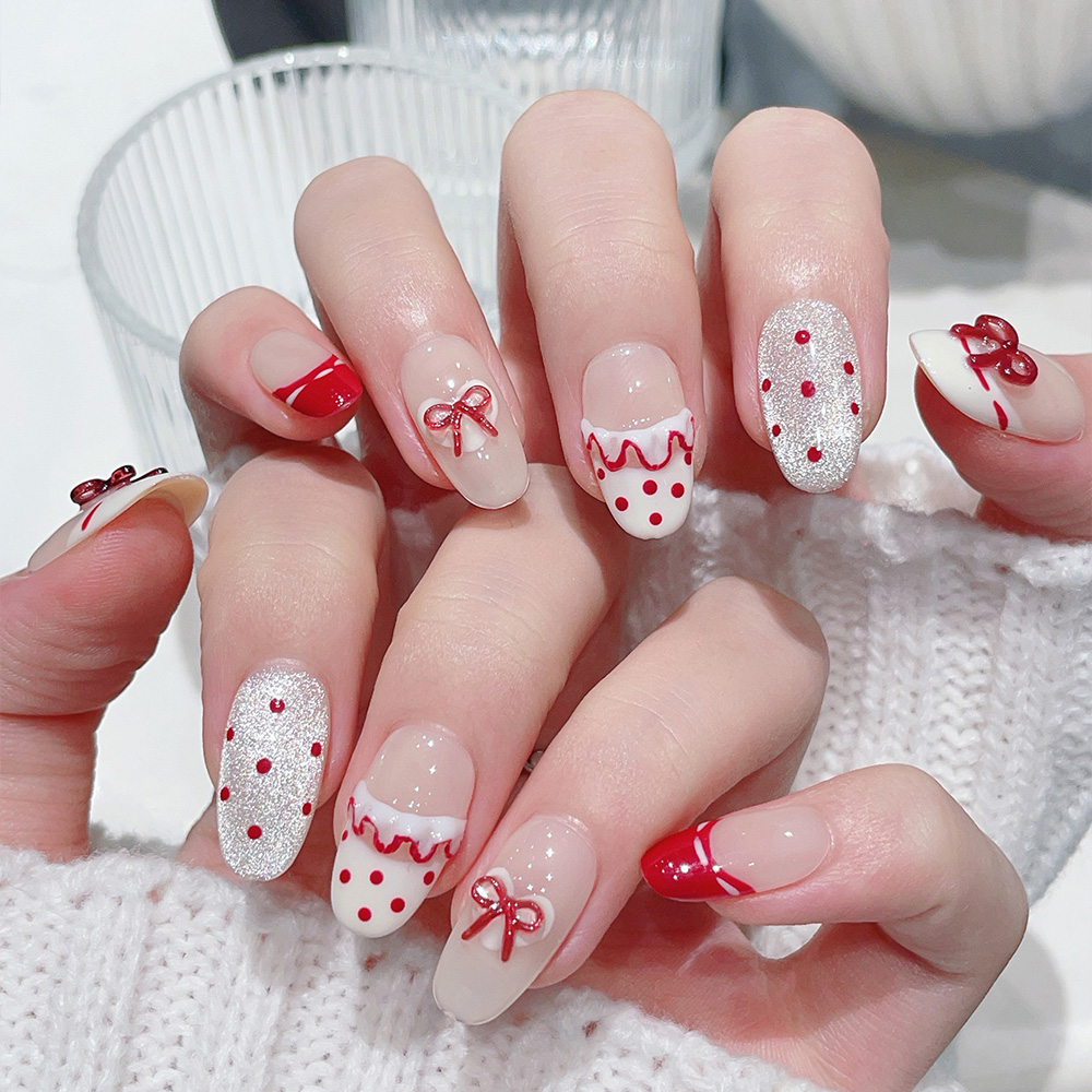 10 Stück kurze ovale handgemac – Nail Art Red Bewertung und Preis