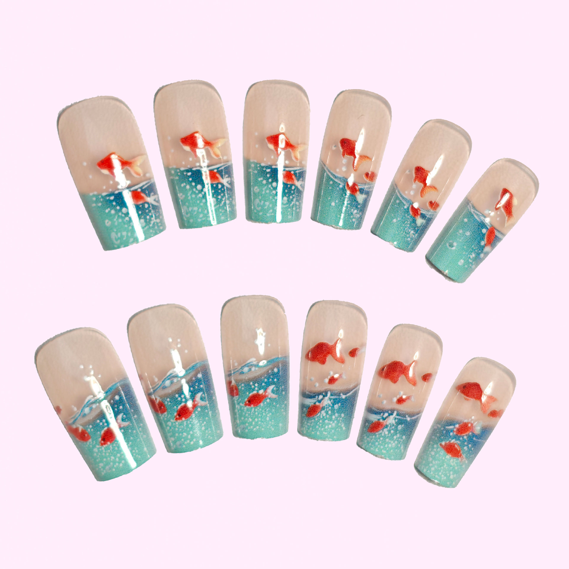 Mittellange, quadratische Kuns – Nail Art Red Bewertung und Preis