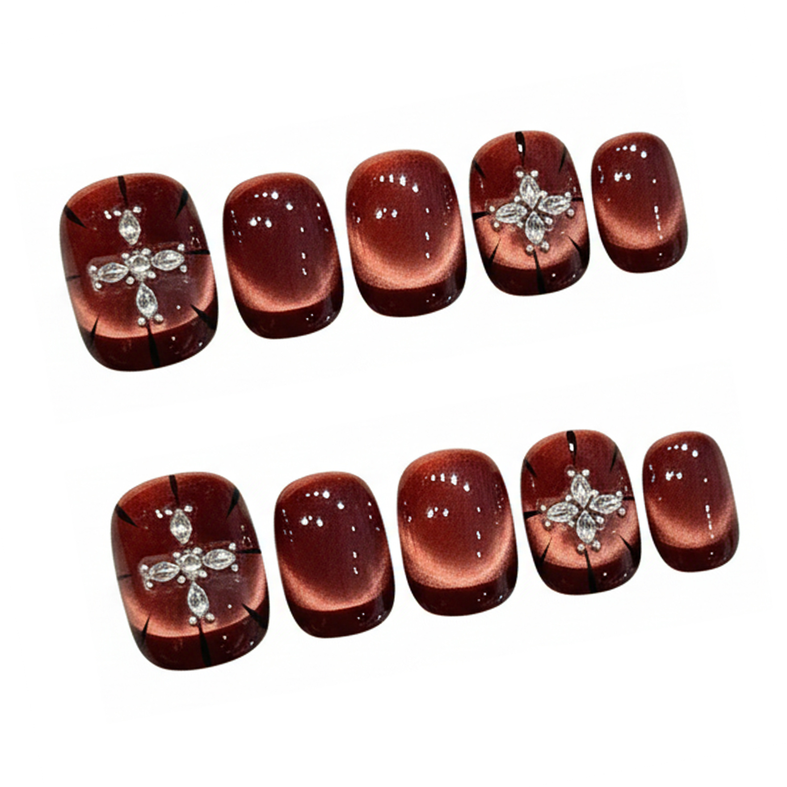 10 Stück weinrote Katzenaugen- – Nail Art Red Bewertung und Preis