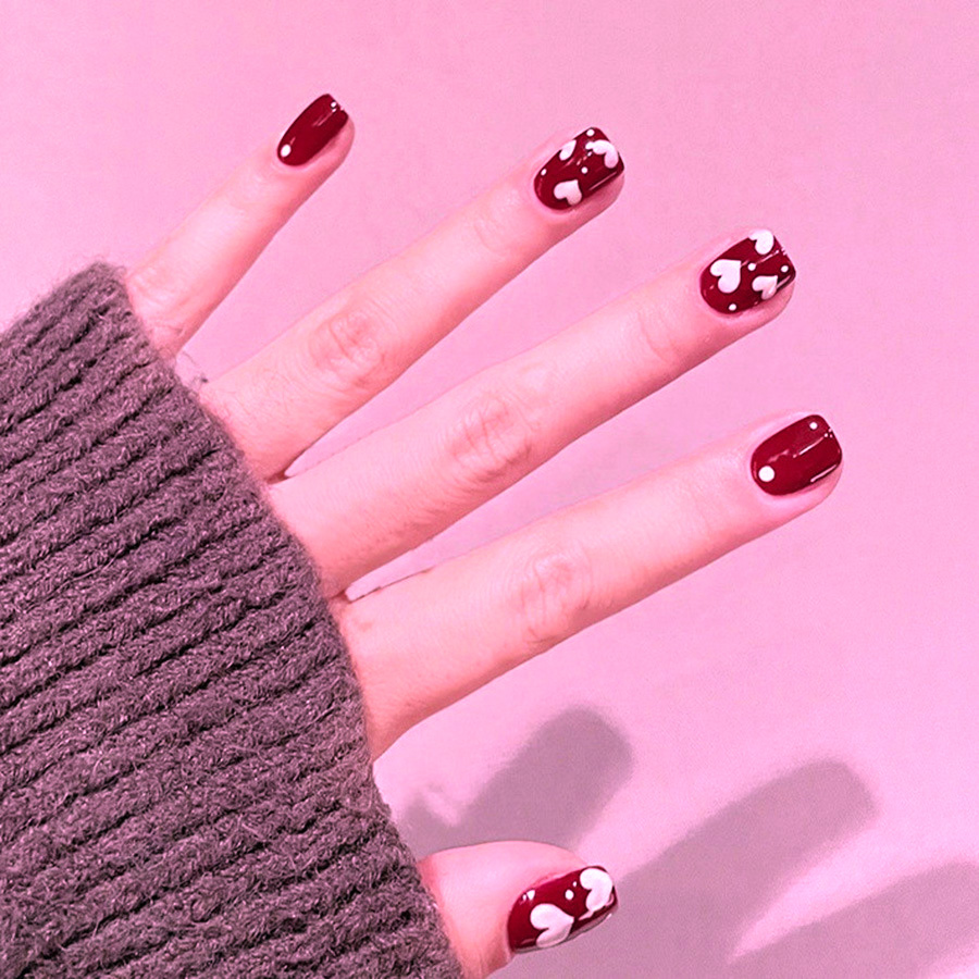 24 Stück/Set kurze, quadratisc – Nail Art Red Bewertung und Preis