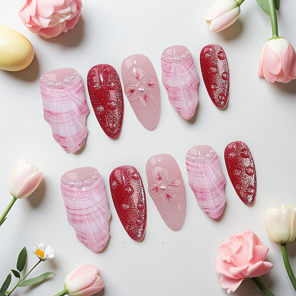 10 Stück Mittellange Mandel-Ha – Nail Art Red Bewertung und Preis