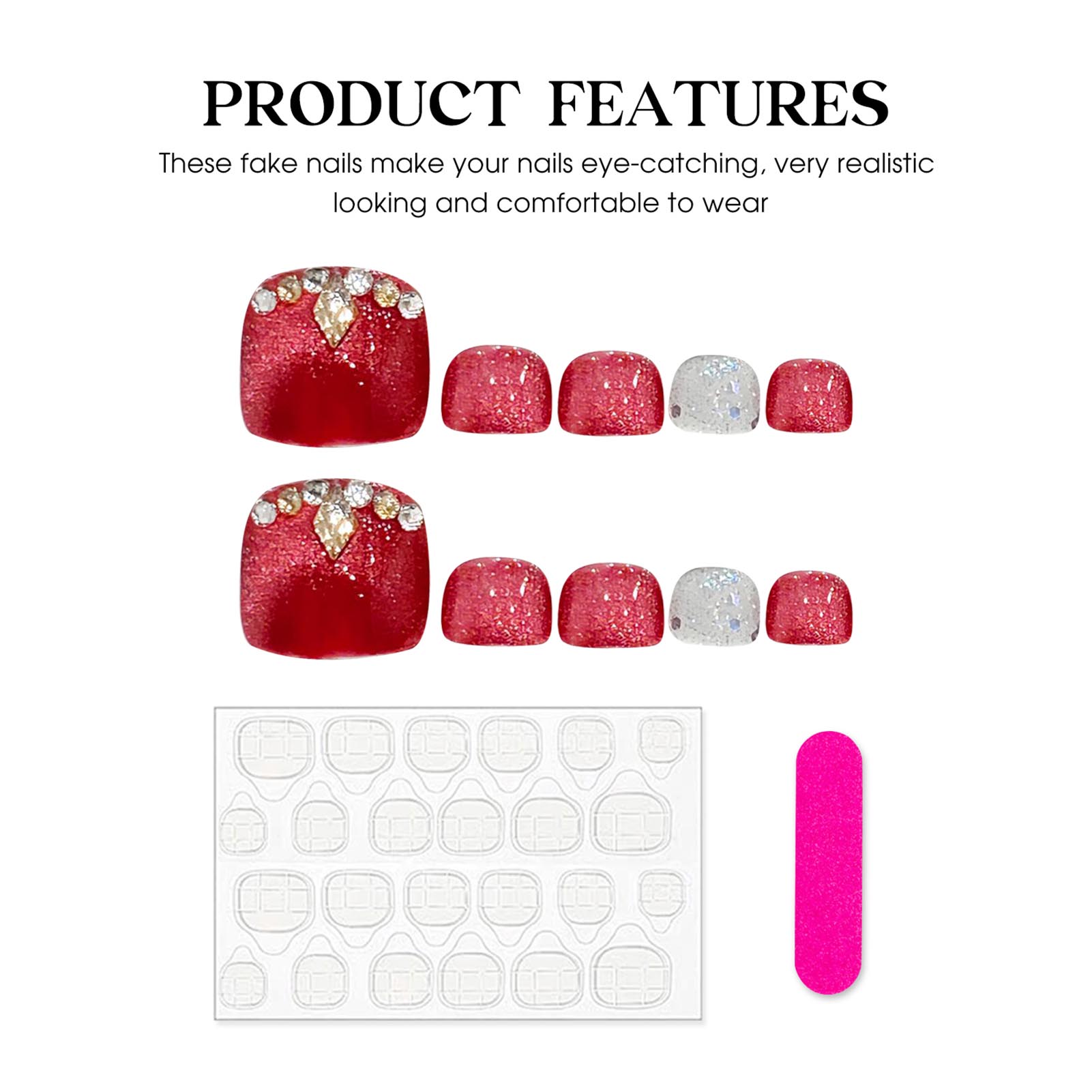 Handgemachte Presse auf Zehenn – Nail Art Red Bewertung und Preis