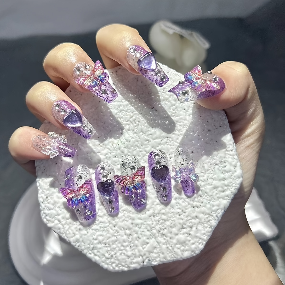 10-teilige lila Fantasy-Schmet – Nail Art Red Bewertung und Preis